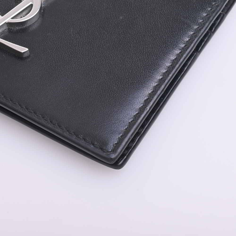Saint Laurent Leather Money Clip Bifold Wallet Billfold Black - Picture 3 of 8